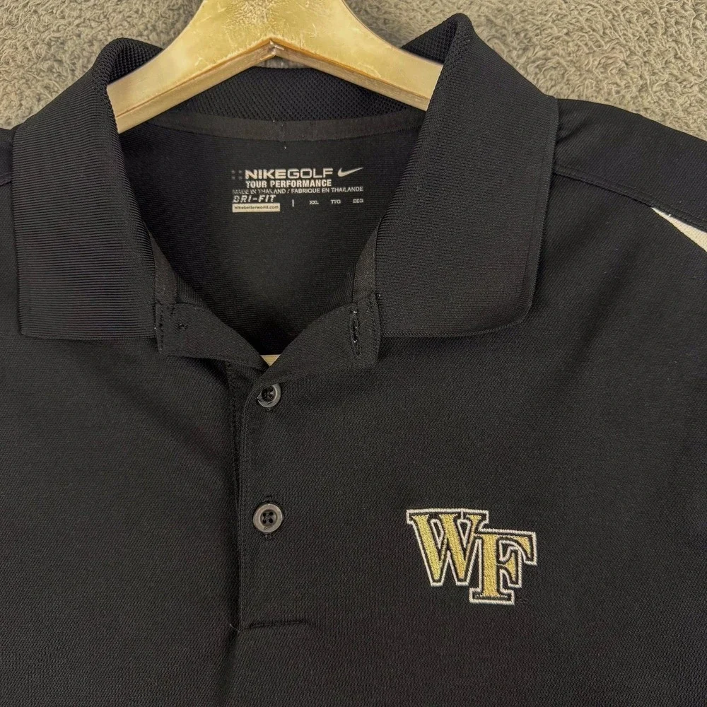 Wake Forest Demon Deacons Polo‎ Shirt Mens 2XL Black NCAA Golf Nike Dri Fit Work